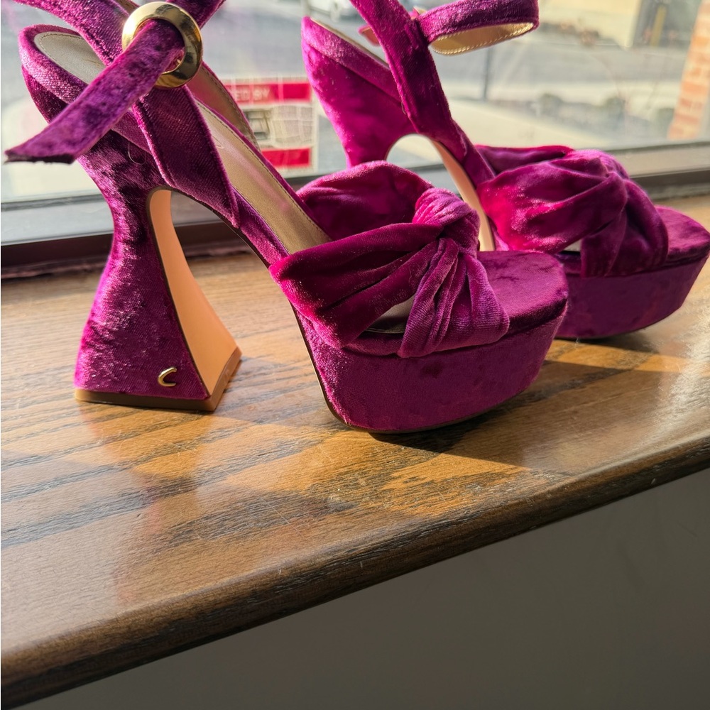 Sam Edelman Velvet Platform Heels - Fuchsia